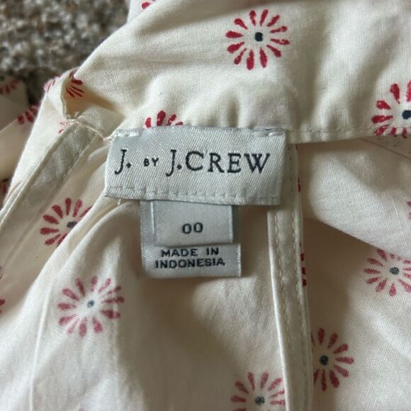 J. By J Crew Women’s Off White with Red Halter Top with Tie Neck Cotton Size 0 - Picture 9 of 11